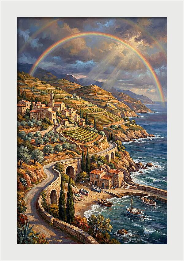 Rainbow Over Mediterranean Landscape