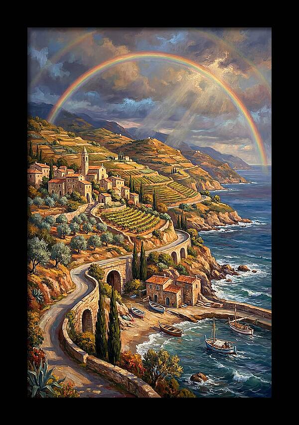 Rainbow Over Mediterranean Landscape