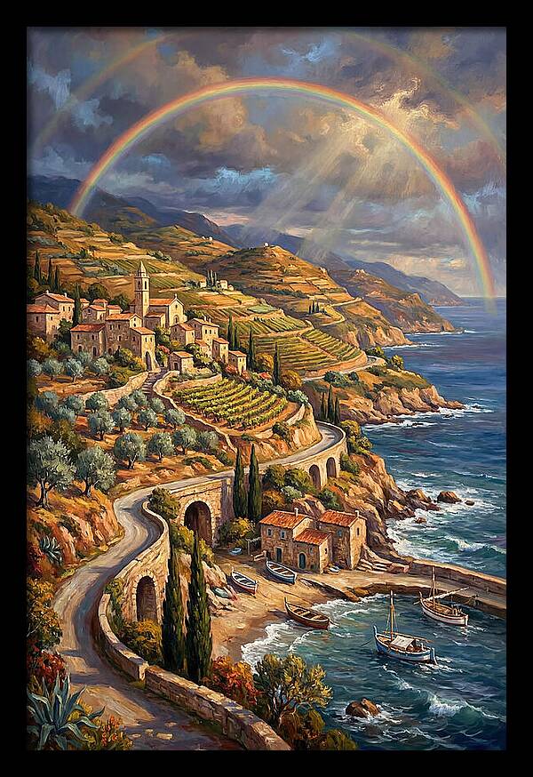 Rainbow Over Mediterranean Landscape
