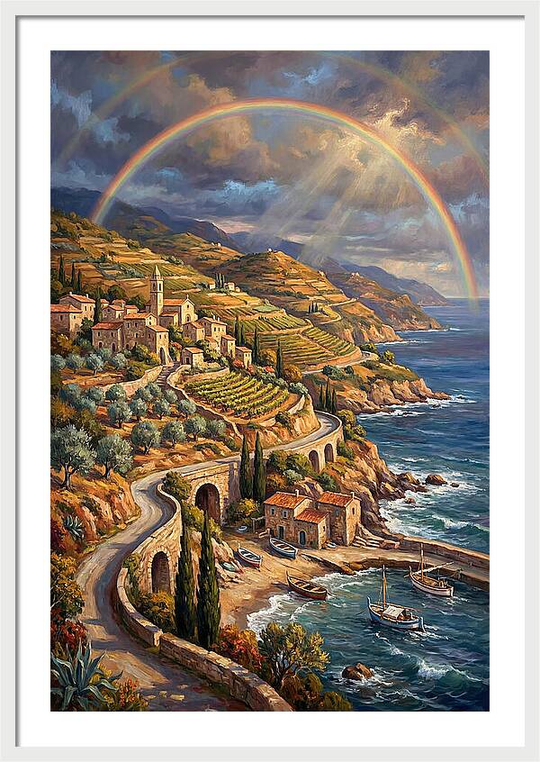 Rainbow Over Mediterranean Landscape