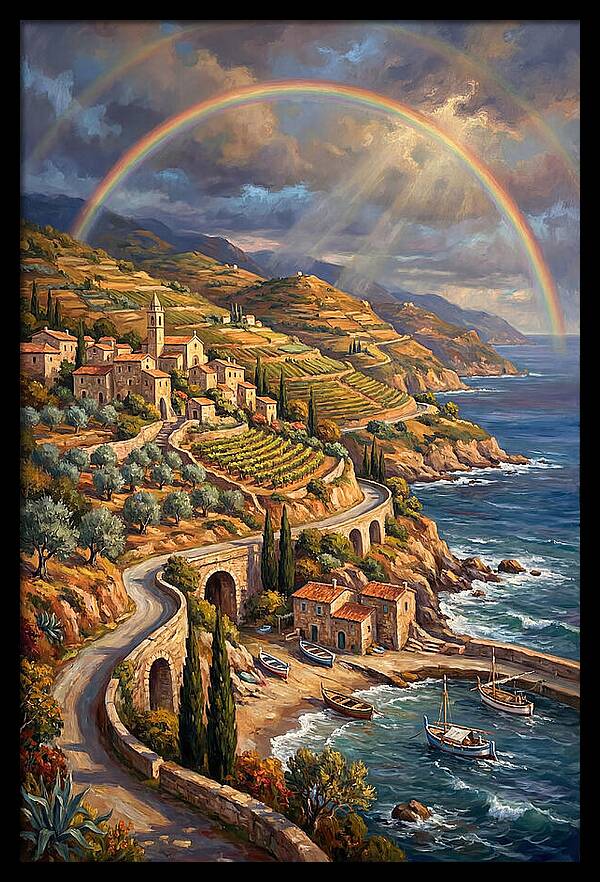 Rainbow Over Mediterranean Landscape