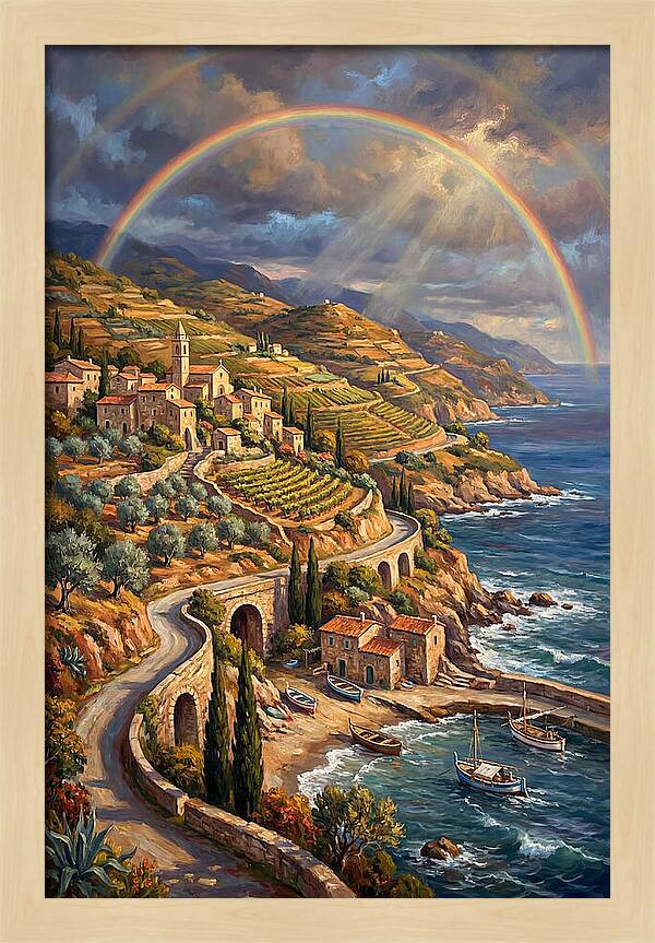 Rainbow Over Mediterranean Landscape