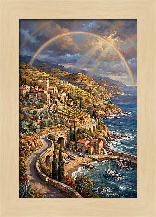 Rainbow Over Mediterranean Landscape