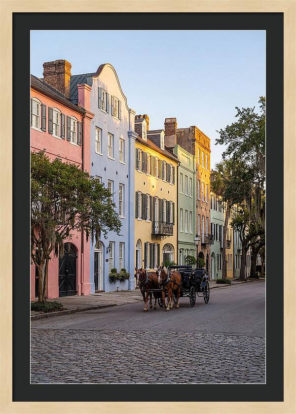 Rainbow Row At Golden Hour