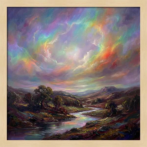 Rainbow Sky Over Valley