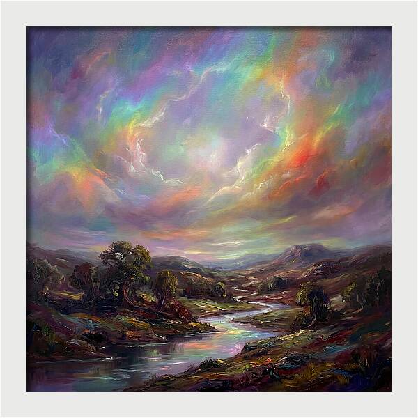 Rainbow Sky Over Valley