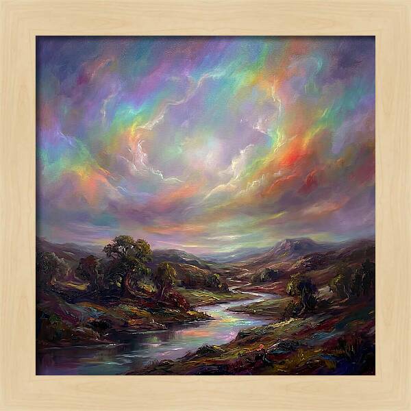 Rainbow Sky Over Valley