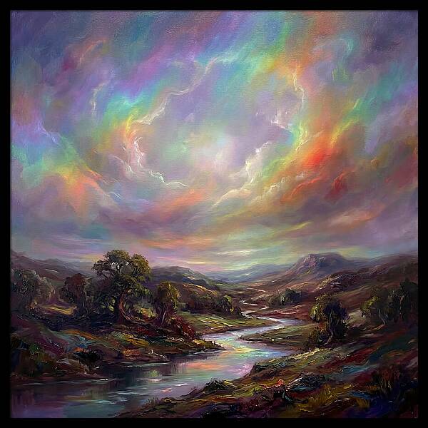 Rainbow Sky Over Valley