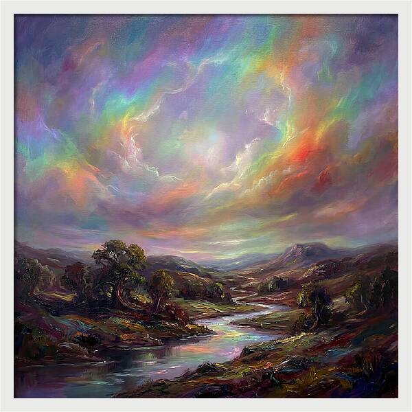 Rainbow Sky Over Valley