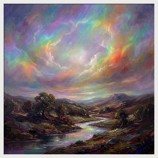 Rainbow Sky Over Valley