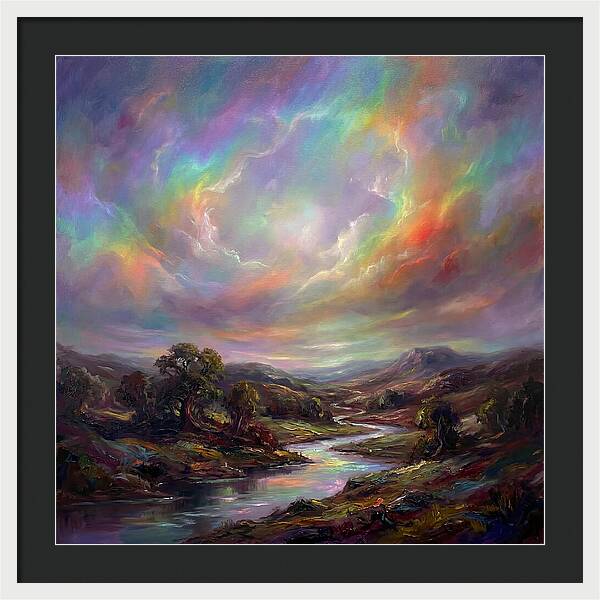 Rainbow Sky Over Valley