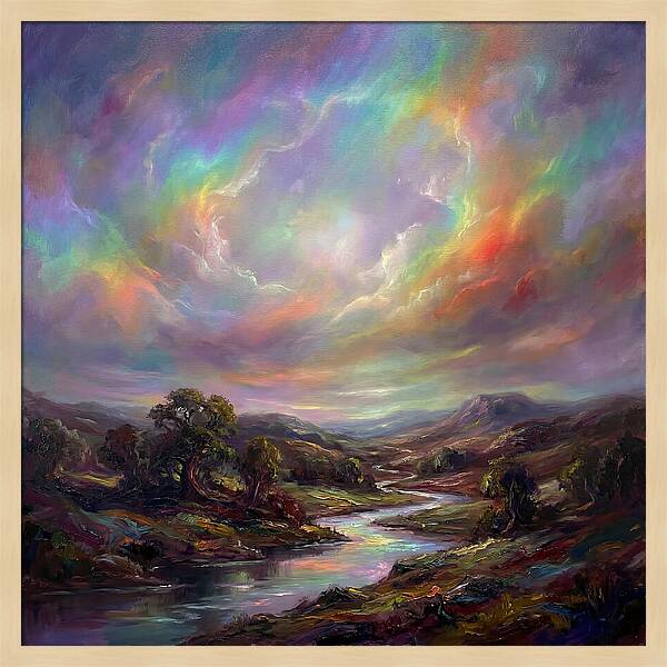 Rainbow Sky Over Valley