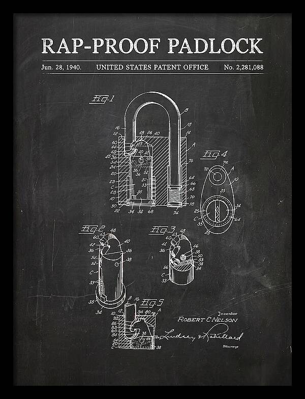Rap Proof Padlock Chalkboard Patent Us2281088a