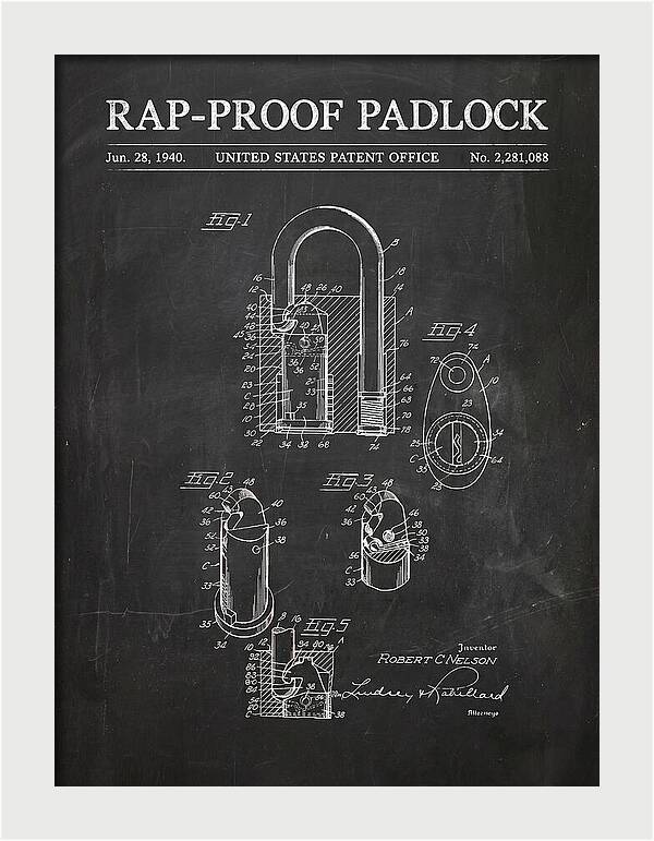 Rap Proof Padlock Chalkboard Patent Us2281088a