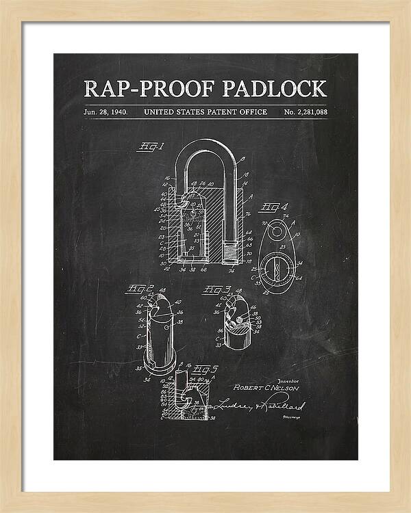 Rap Proof Padlock Chalkboard Patent Us2281088a