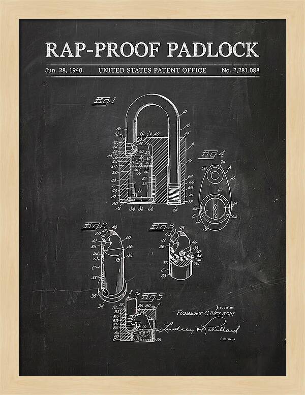 Rap Proof Padlock Chalkboard Patent Us2281088a