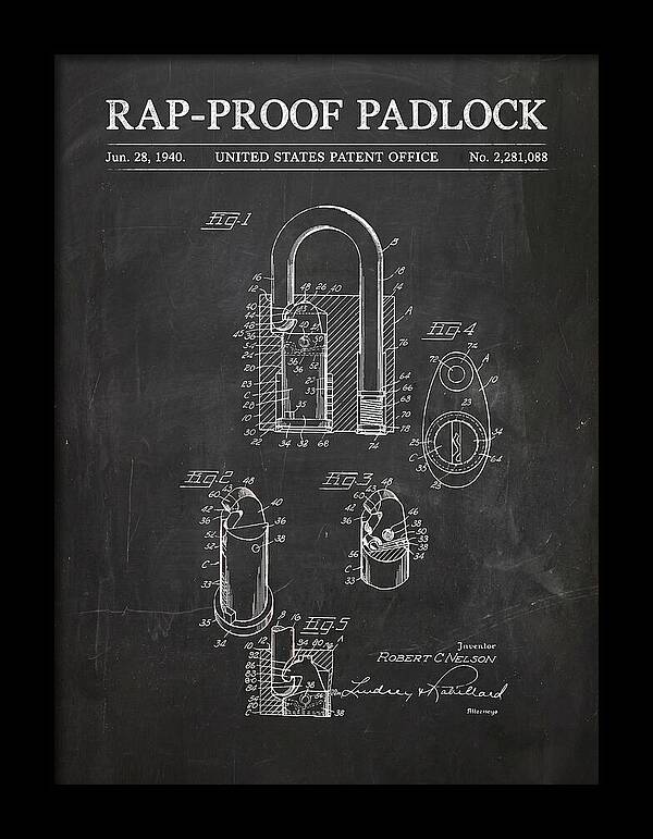 Rap Proof Padlock Chalkboard Patent Us2281088a