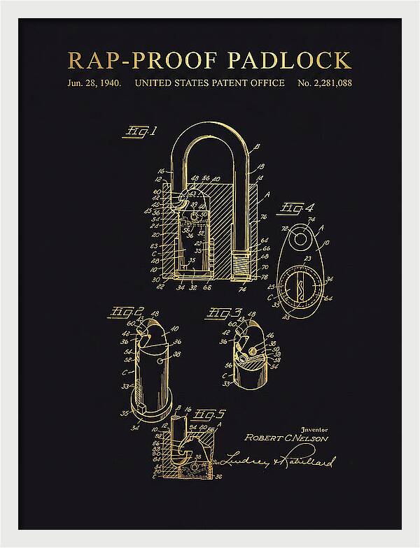 Rap Proof Padlock Gold Patent Us2281088a