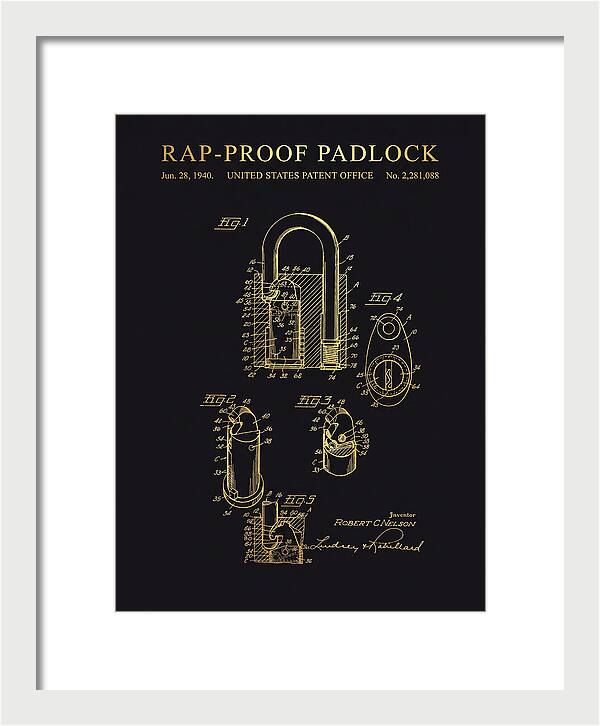 Rap Proof Padlock Gold Patent Us2281088a