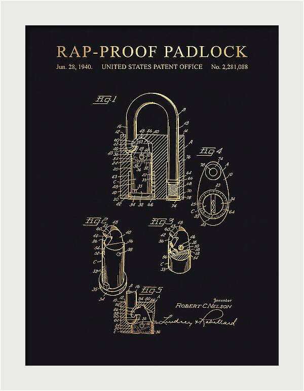 Rap Proof Padlock Gold Patent Us2281088a