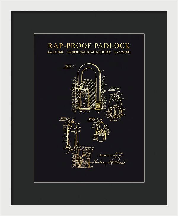Rap Proof Padlock Gold Patent Us2281088a