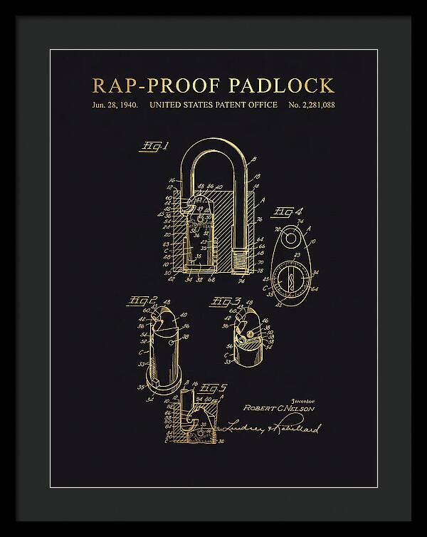 Rap Proof Padlock Gold Patent Us2281088a