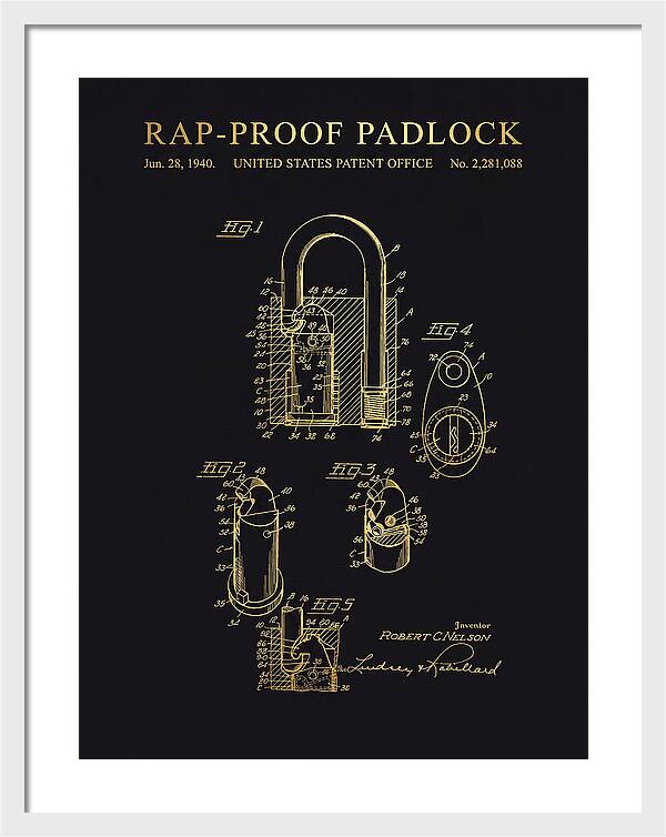 Rap Proof Padlock Gold Patent Us2281088a