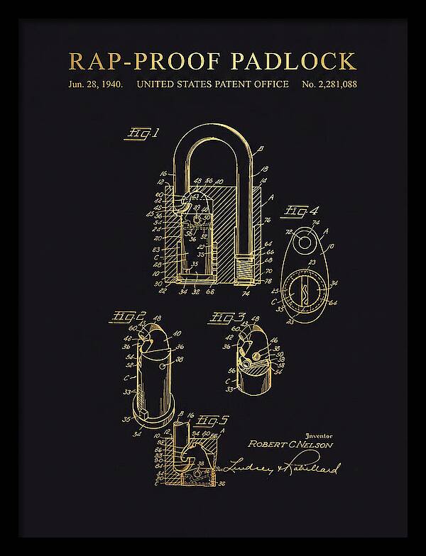 Rap Proof Padlock Gold Patent Us2281088a