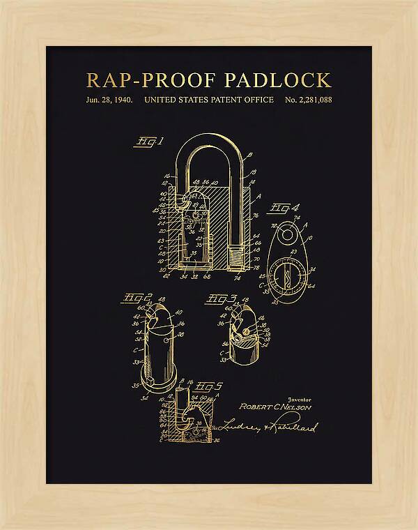 Rap Proof Padlock Gold Patent Us2281088a