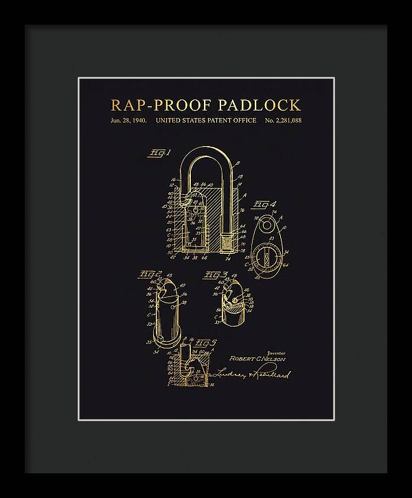 Rap Proof Padlock Gold Patent Us2281088a