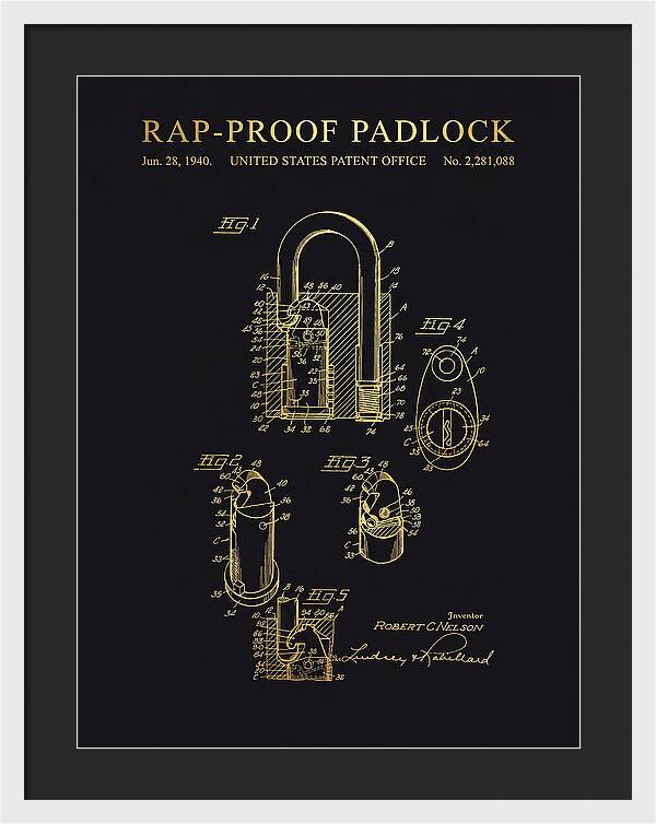 Rap Proof Padlock Gold Patent Us2281088a