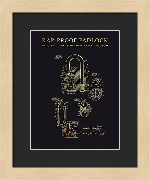Rap Proof Padlock Gold Patent Us2281088a