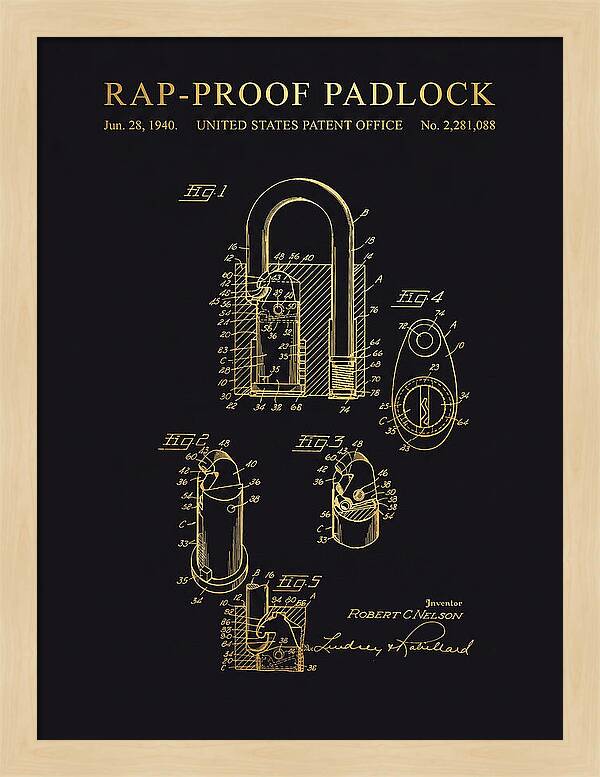 Rap Proof Padlock Gold Patent Us2281088a