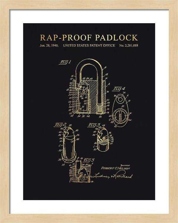 Rap Proof Padlock Gold Patent Us2281088a