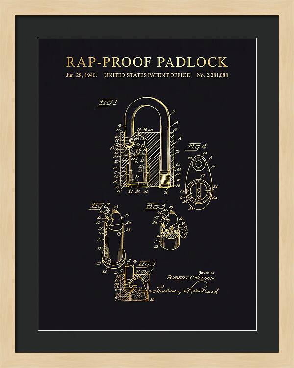 Rap Proof Padlock Gold Patent Us2281088a