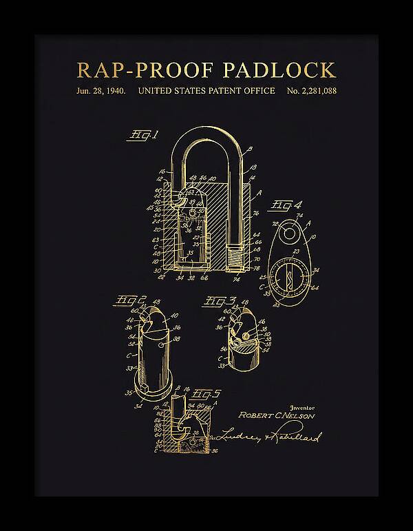 Rap Proof Padlock Gold Patent Us2281088a
