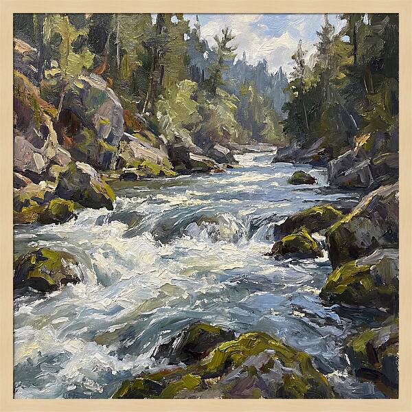 Rapid Water Flowing Through Rocks