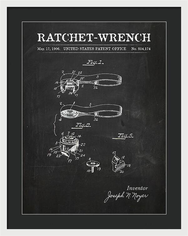 Ratchet Wrench Chalkboard Patent Us854174a