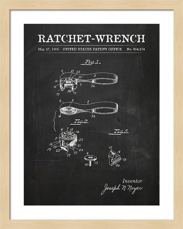 Ratchet Wrench Chalkboard Patent Us854174a