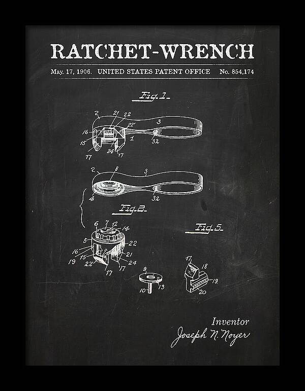 Ratchet Wrench Chalkboard Patent Us854174a