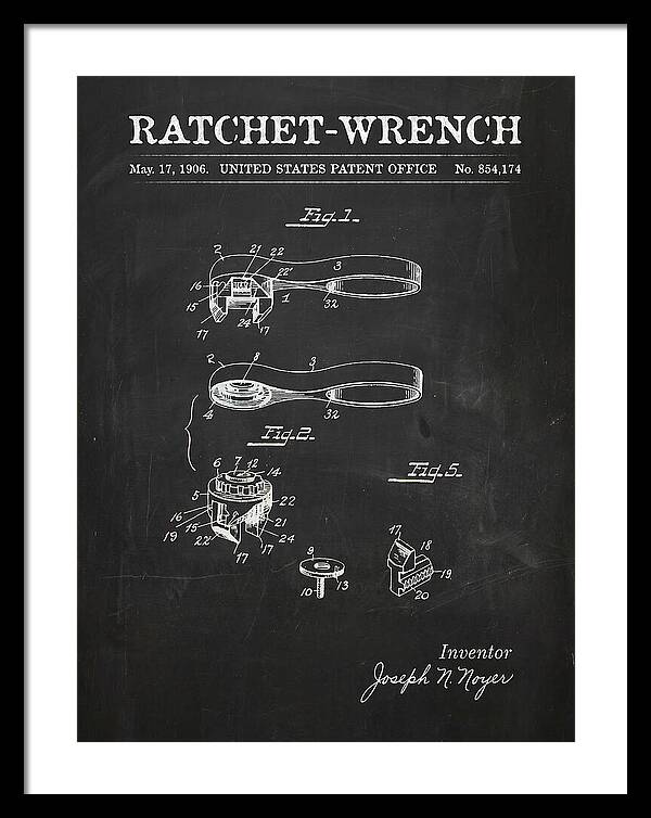 Ratchet Wrench Chalkboard Patent Us854174a