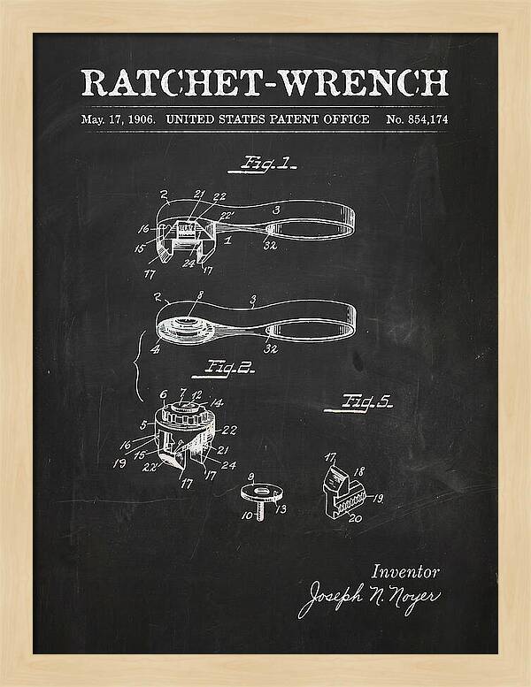 Ratchet Wrench Chalkboard Patent Us854174a
