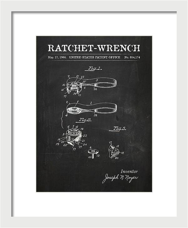 Ratchet Wrench Chalkboard Patent Us854174a
