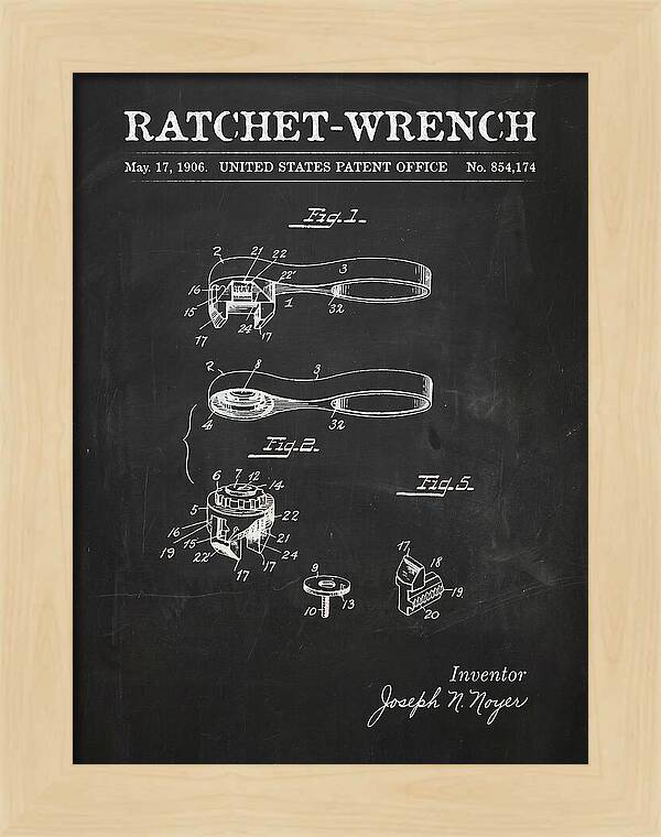 Ratchet Wrench Chalkboard Patent Us854174a