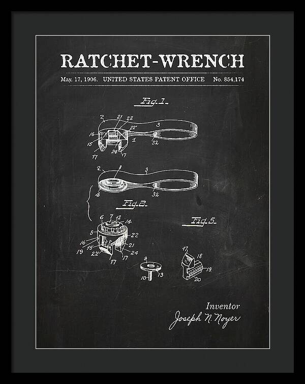 Ratchet Wrench Chalkboard Patent Us854174a