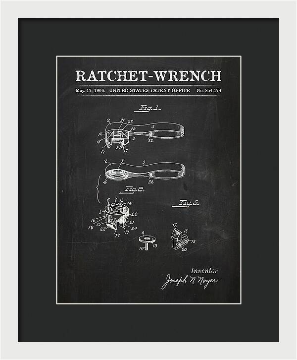 Ratchet Wrench Chalkboard Patent Us854174a