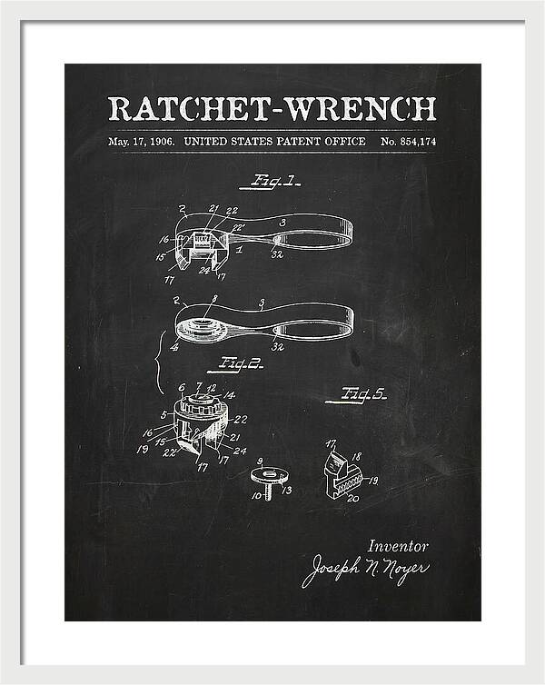 Ratchet Wrench Chalkboard Patent Us854174a