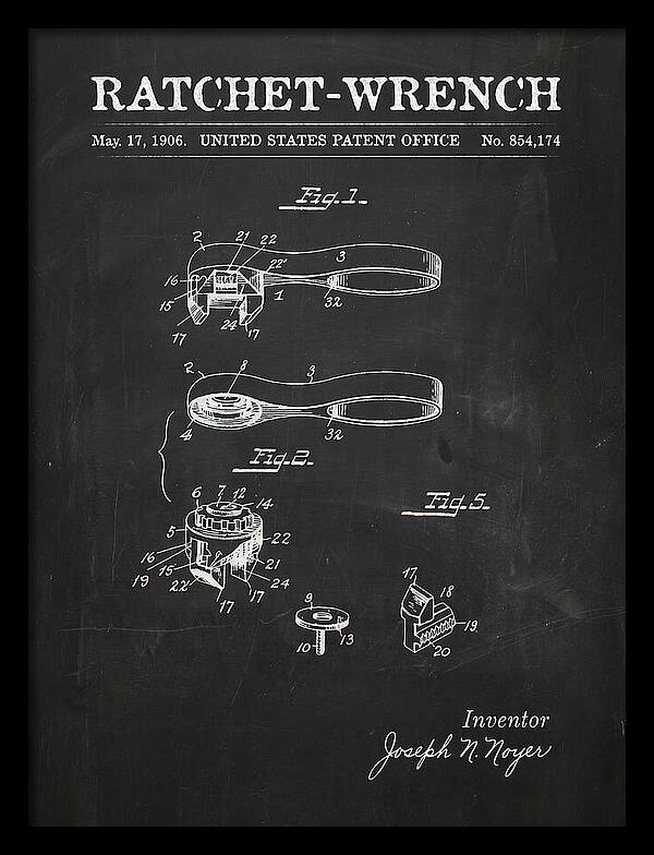 Ratchet Wrench Chalkboard Patent Us854174a
