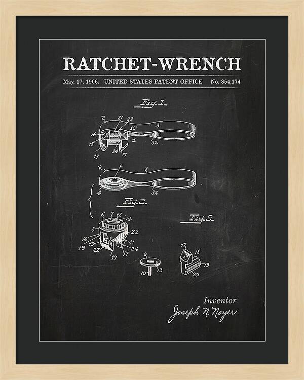 Ratchet Wrench Chalkboard Patent Us854174a