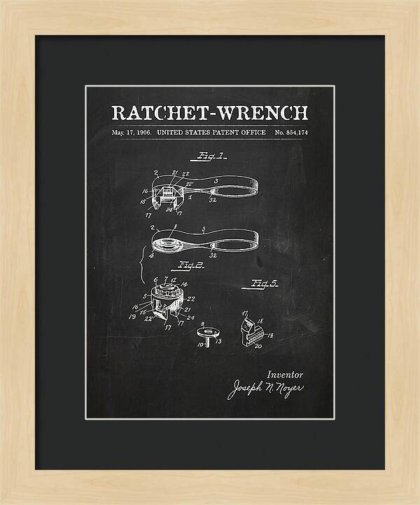 Ratchet Wrench Chalkboard Patent Us854174a